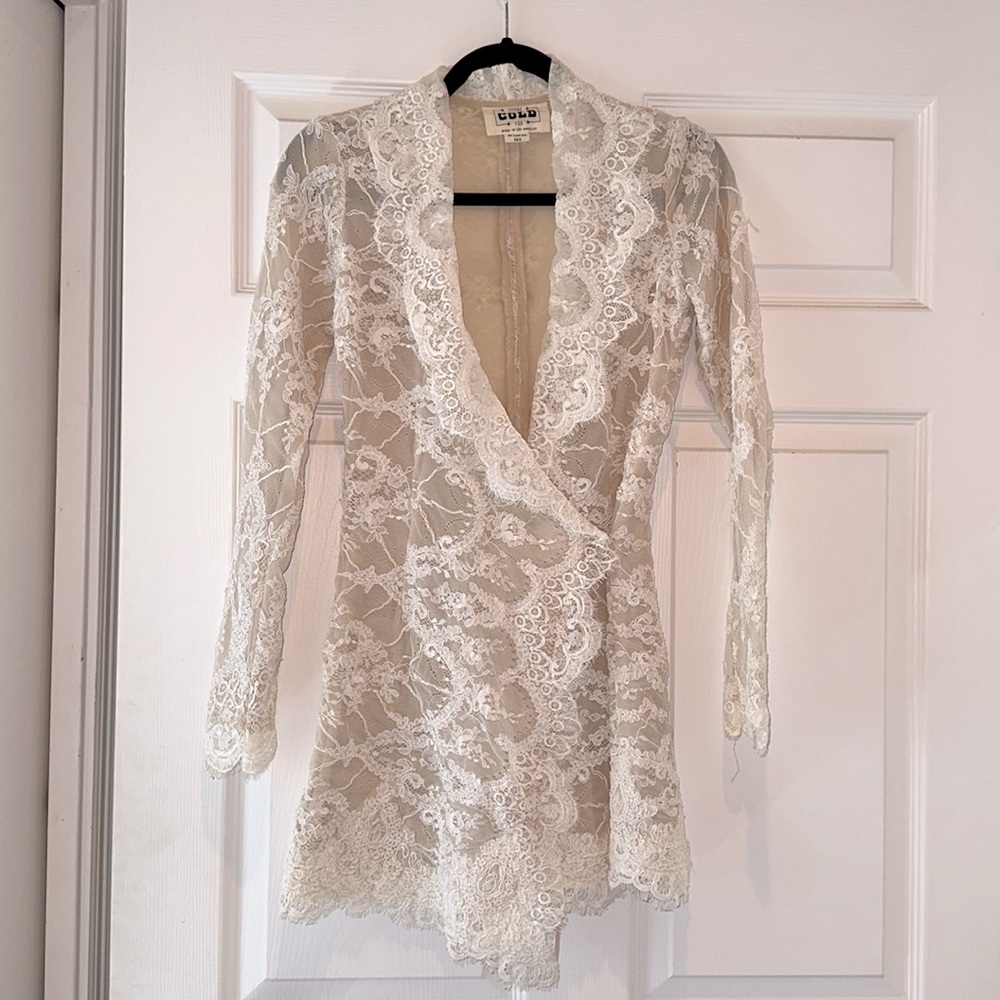 Stone Cold Fox lace white mini dress